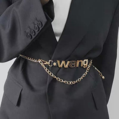 Belt for women with versatile design letter decoration chain girdle with suit dress retro fashion ins belt