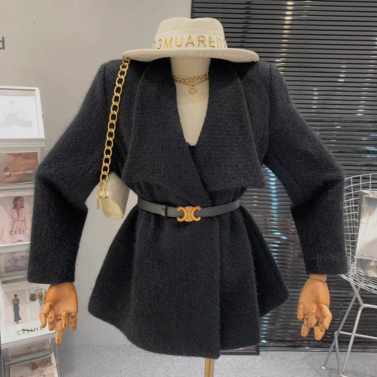 Korean-style lazy style slimming and age-reducing concealed button design versatile loose lace-up waist fashionable long-sleeved jacket for women