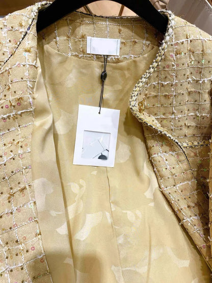 French niche design sense 23 autumn and winter new style small fragrant style short top tweed braided temperament jacket for celebrities