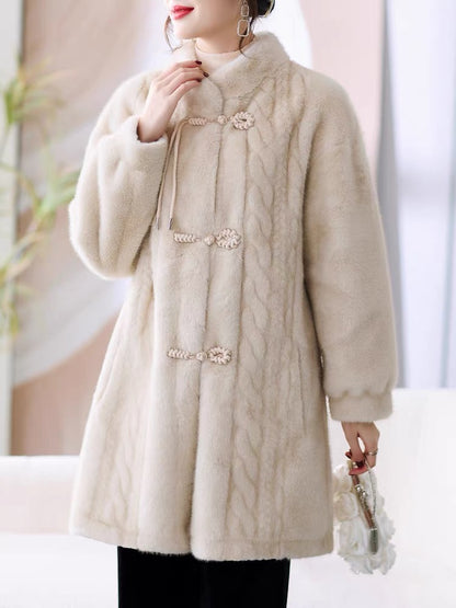 Middle-aged mother's winter coat, fashionable noble lady's mink fur coat, mid-length, middle-aged and elderly women's winter fur coat