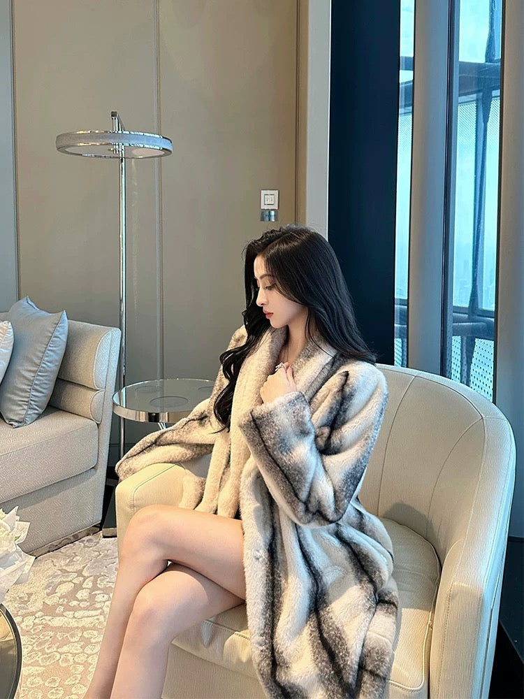 For Fay a winter custom-dyed mink eco-friendly fur velvet fur coat for women mid-length coat