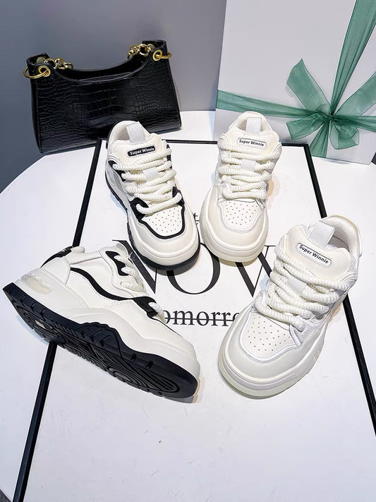 Increased comfort~!  Internet celebrity popular white shoes for women small sports sneakers 2023 autumn thick-soled casual shoes