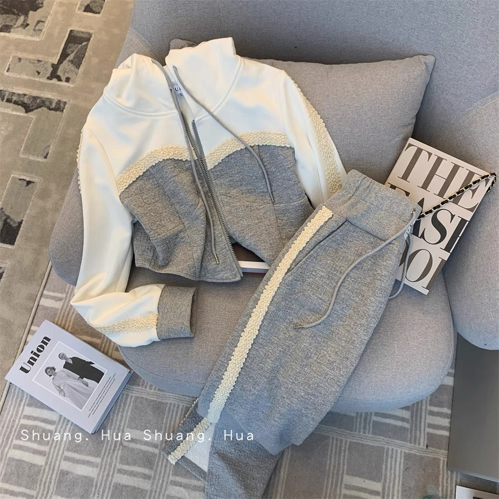 MUEL◆Women's sweatshirt suit autumn 2023 new casual fashion, foreign style, fashionable temperament, slimming two-piece set