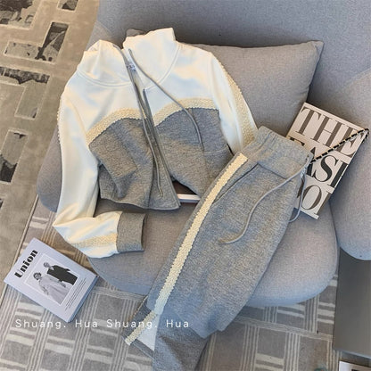 MUEL◆Women's sweatshirt suit autumn 2023 new casual fashion, foreign style, fashionable temperament, slimming two-piece set
