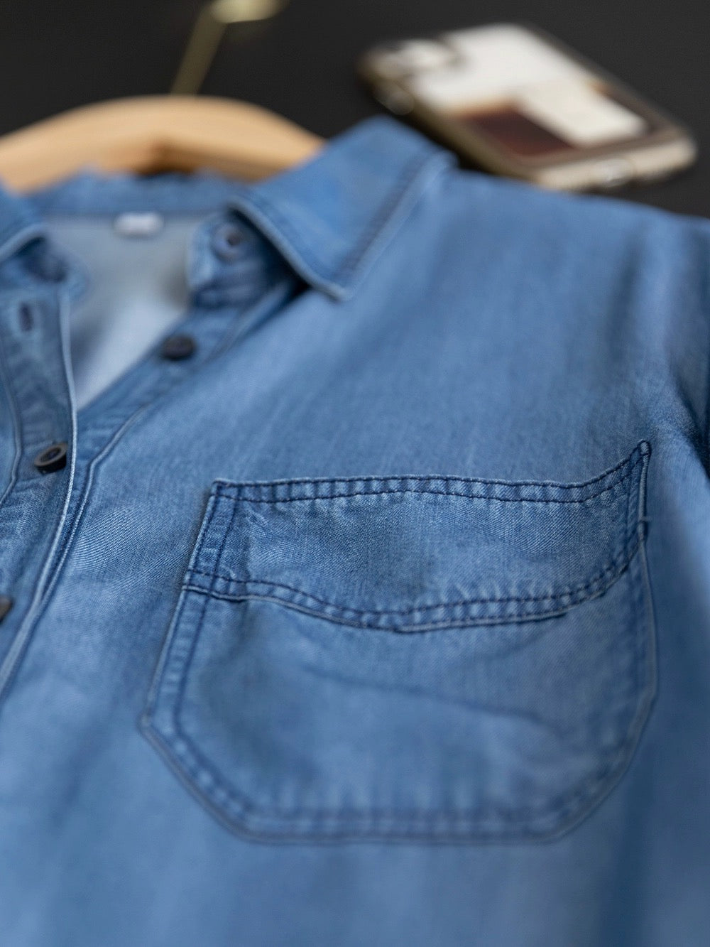 Foreign trade export high-end washed denim shirt for women, niche design, loose and versatile layered shirt, drape bottom