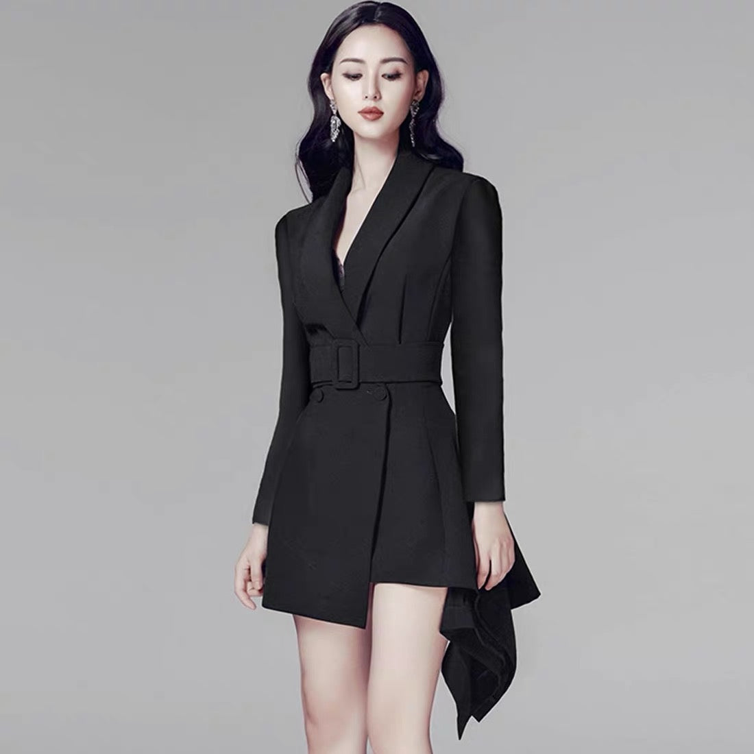 Red suit female mature style chic celebrity irregular small dress annual party party dress design trendy OL (V8819)
