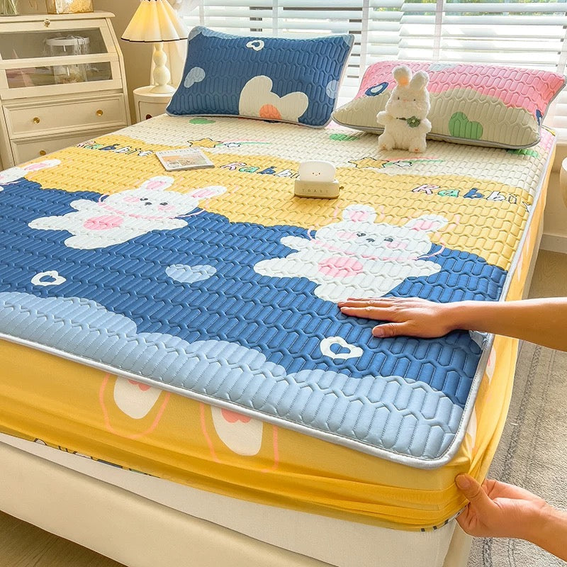 Ice silk latex cool mat three-piece set bed sheet summer bedspread single piece children baby air conditioning mat cool pad washable