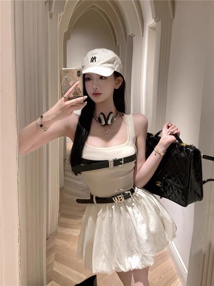 College style sling dress female summer small French bud tutu skirt pure desire pleated tube top vest skirt