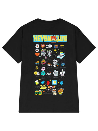 American retro cartoon print short-sleeved T-shirt for men and women tops summer thin street half-sleeved national tee casual T-shirt