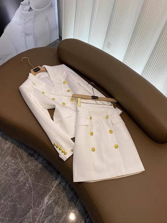 Autumn new suit collar temperament commuting fashion professional casual women's suit skirt suit (B7917)