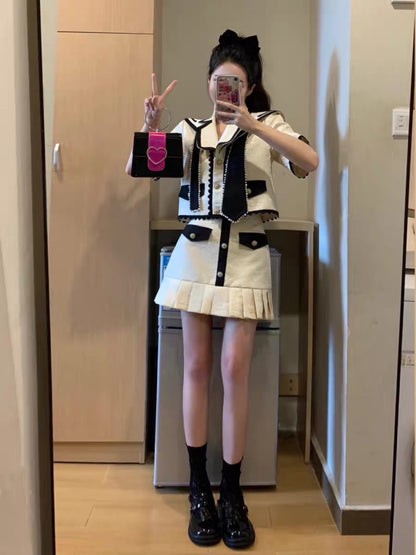[Favorite Welfare] Xiaoxiangfeng Suit Women's Spring 2023 New Celebrity Foreign Style High-end Skirt Two-piece Set (S039)