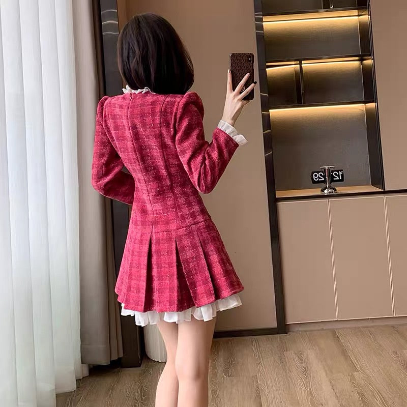 Autumn clothing for women 2023 new complete set of high-end women's French autumn long-sleeved dress for small people