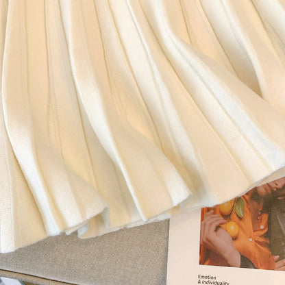 Jade Closet direct store recommendation ~ Pure desire style sweet hot girl high waist pleated knitted short skirt female spring and autumn