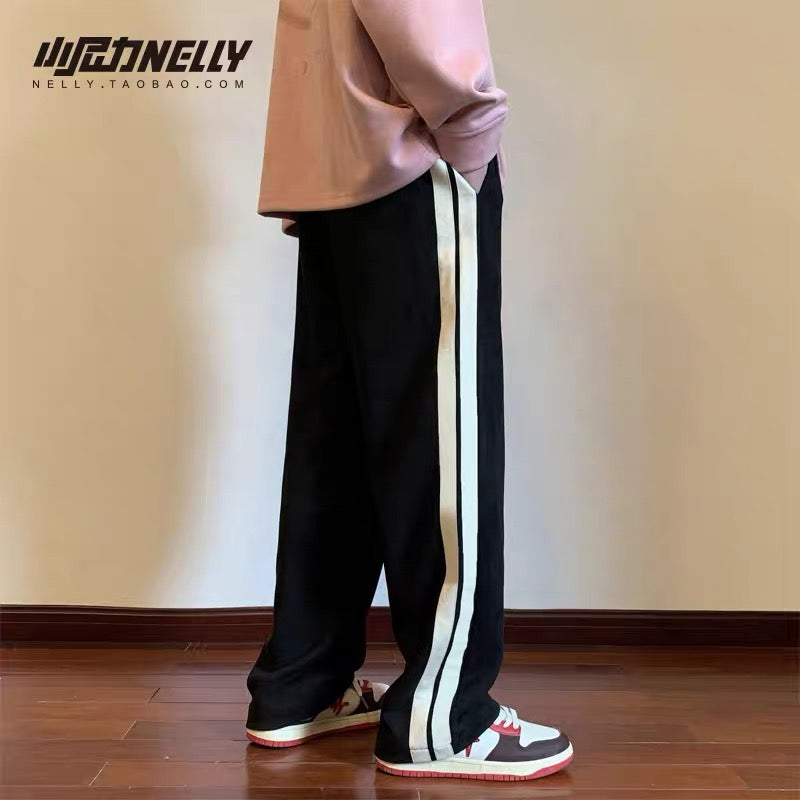 American hiphop hip-hop sweatpants for men and women, loose retro hip-hop straight nine-point pants, casual harem pants