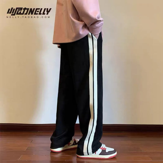American hiphop hip-hop sweatpants for men and women, loose retro hip-hop straight nine-point pants, casual harem pants