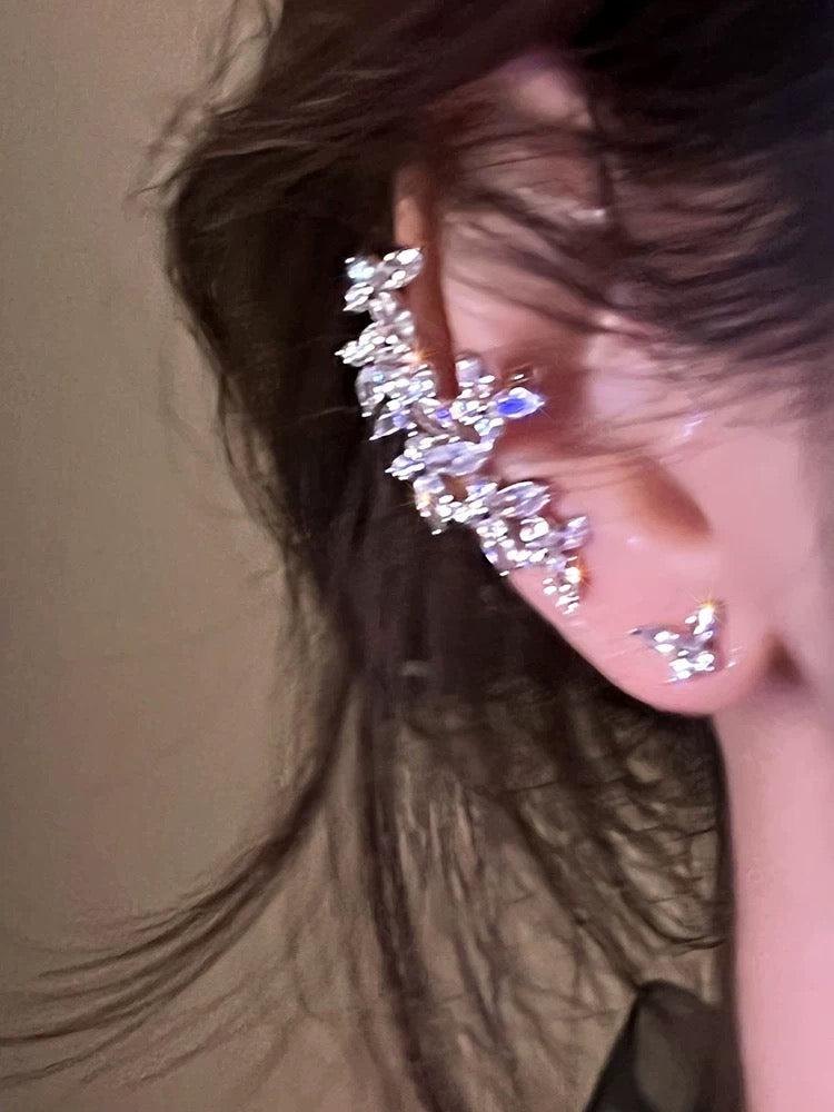 High-end zircon pearl butterfly ear bone clip niche design cool style ear clip no pierced elf earrings new style