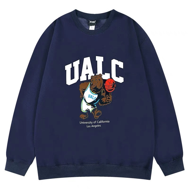 ins national trend round neck sweatshirt men's autumn and winter trendy brand design long-sleeved t-shirt plus velvet youth clothes bf style
