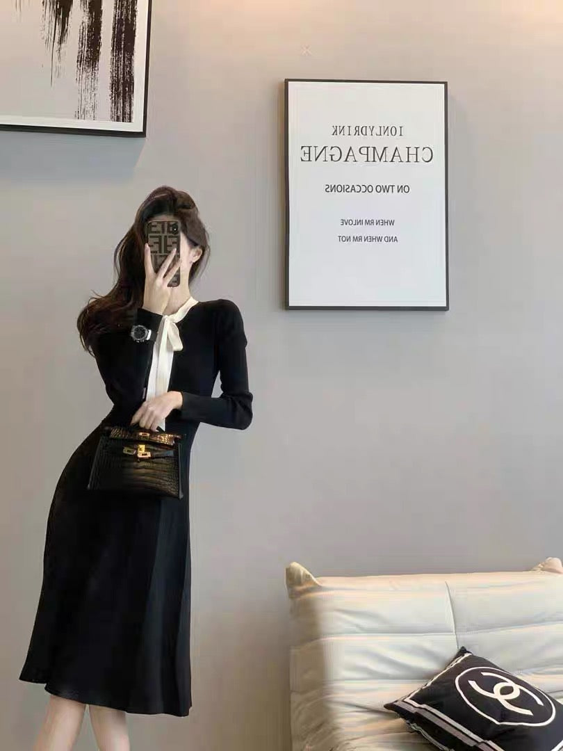 Knitted dress for women 2023 new autumn style French retro high-end ni   Lee Nhi Boutique