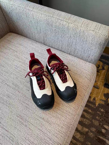 Casual shoes women's trendy cool 2023 new spring all-match fashion leather color matching lace-up thick-soled mountaineering daddy shoes