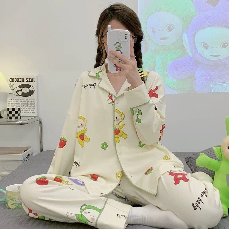 Pajamas for women Spring Autumn Winter Cotton Long Sleeve 2024 New Style Student Sweet and Cute Ladies Home Clothes Set