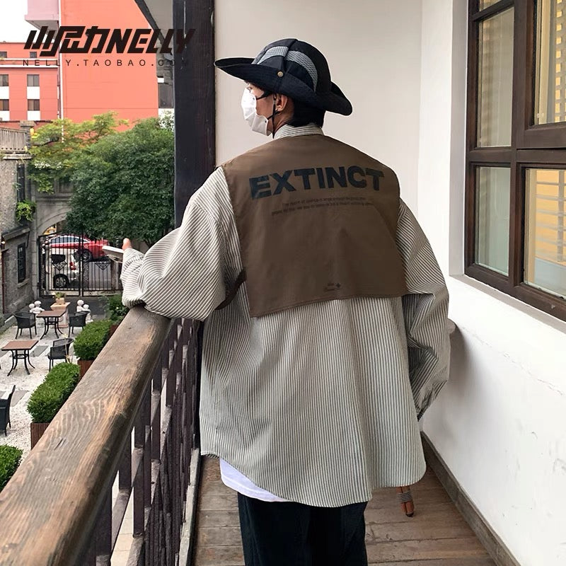 ins shirt men's and women's workwear Japanese retro autumn trendy brand long-sleeved shirt high street Hong Kong style functional coat inch shirt