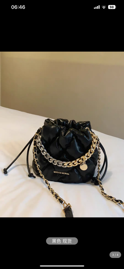 Nanfeng xMECCO KERNA Paris Sleepless Bucket Bag Women's Spring Diamond Chain Hand-held Shoulder Messenger Bag