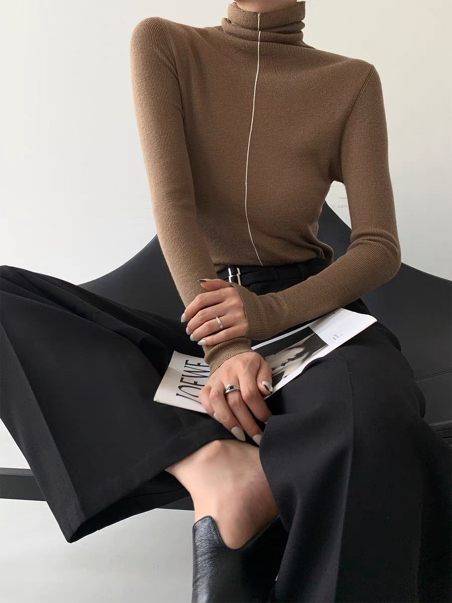 PAPERLLL Xinjian double-sided turtleneck wool bottoming shirt 2023 new women's autumn and winter thin inner top (D7810)