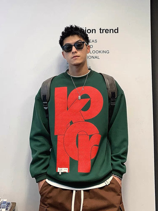 Xu Tailang handsome contrasting letter sweatshirt men's 2023 autumn new fashion brand American high street bottoming pullover top