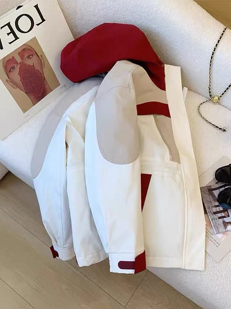 Korean trend vibe color contrast splicing assault jacket padded clothes for men and women autumn and winter fried street chic college wind jacket tide
