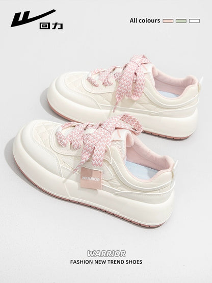 Pull back white shoes for women 2024 spring new student ins versatile thick-soled niche shoes casual sports bread shoes