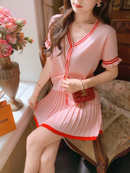 Zhang Xinzi [Peach Milk Jelly] MIU series small fragrance style knitted suit female summer new French lady two-piece suit