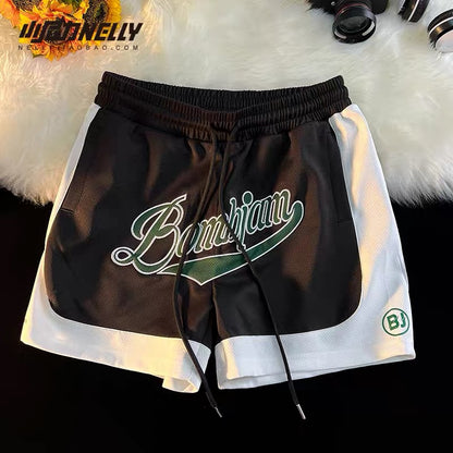 Shorts men's trendy summer sports and leisure American heavy street trend hip-hop outer wear letter sweatpants five-quarter pants