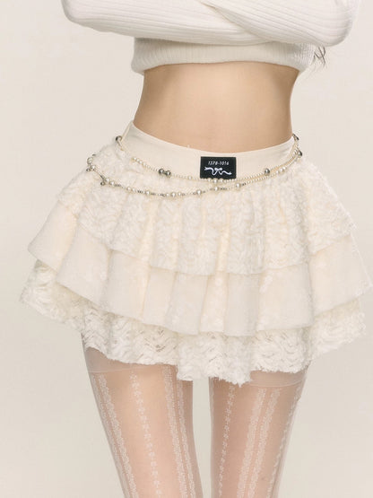Shao Yeyan Ballet Legs French Lace Hot Girl Skirt Women Autumn and Winter A-line Slim Cake Skirt Black Short Skirt