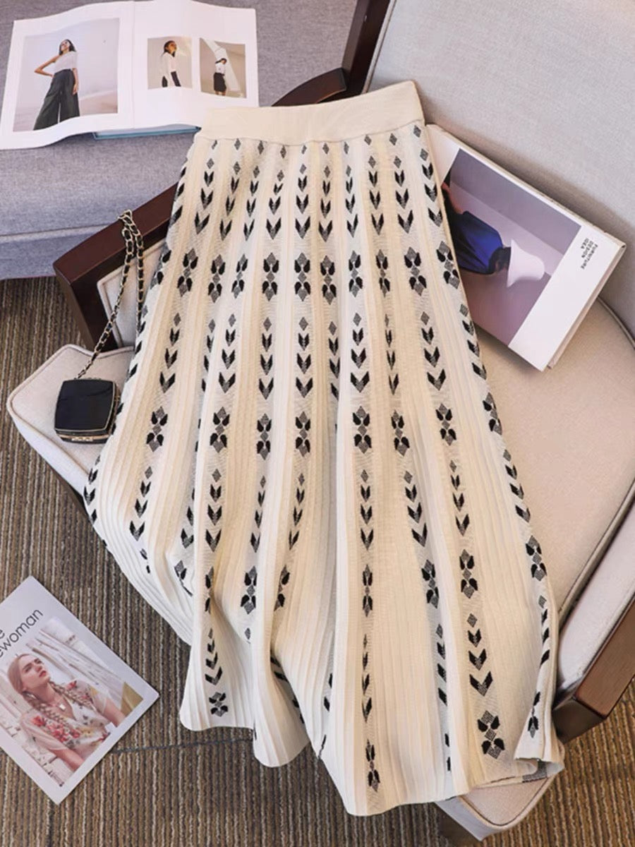Skirts with sweaters and coats, autumn and winter knitted skirts, women's long skirts, mid-length winter skirts, large hem A-line skirts