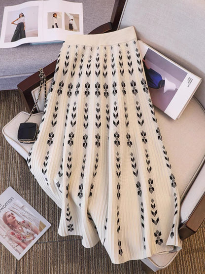 Skirts with sweaters and coats, autumn and winter knitted skirts, women's long skirts, mid-length winter skirts, large hem A-line skirts