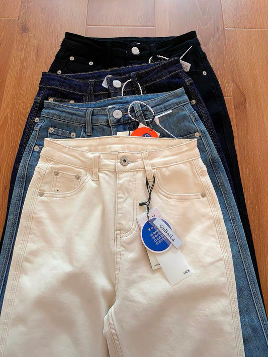 A Classic Returns: 2024 Spring/Summer Women’s Vintage-Style Straight-Leg "Baguette" Jeans – Slimming Fit, Perfect for Petites