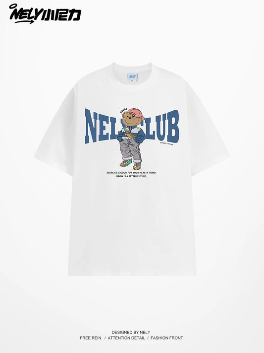 American cartoon cat print round neck short sleeve men and women summer 2025 couple pure cotton t-shirt half sleeve bottoming shirt trend