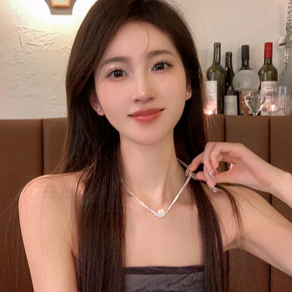 Attraction ~ Magnetic flash diamond multi-layer stacked necklace light luxury niche design 2023 clavicle chain women's necklace trend