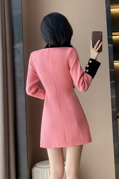 Autumn new women's small fragrant dress, temperament, autumn and winter women's inner skirt with coat, French bottoming skirt