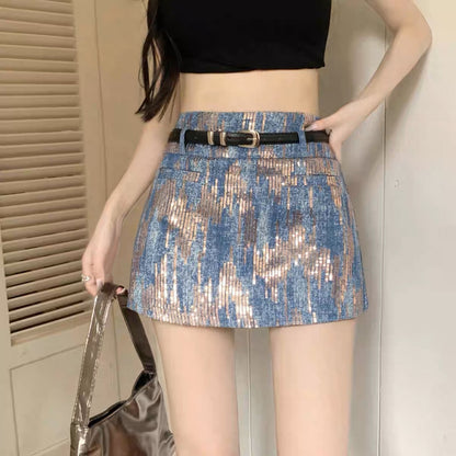 Retro small high-waisted denim skirt women's summer design sense niche slim slim all-match a-line short skirt