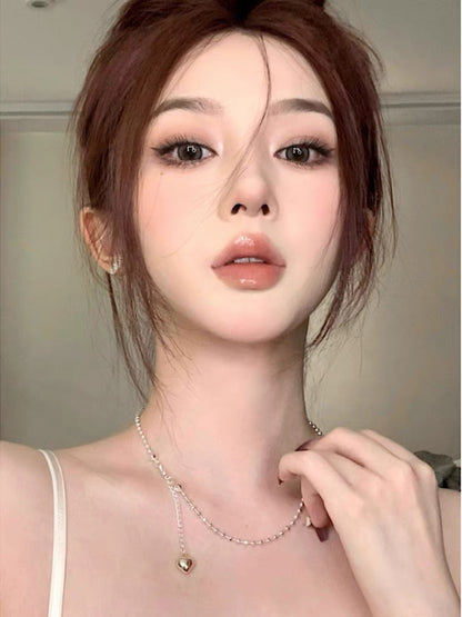 YIcheon Temperament Silver Chain Gold Heart Pendant Necklace C54