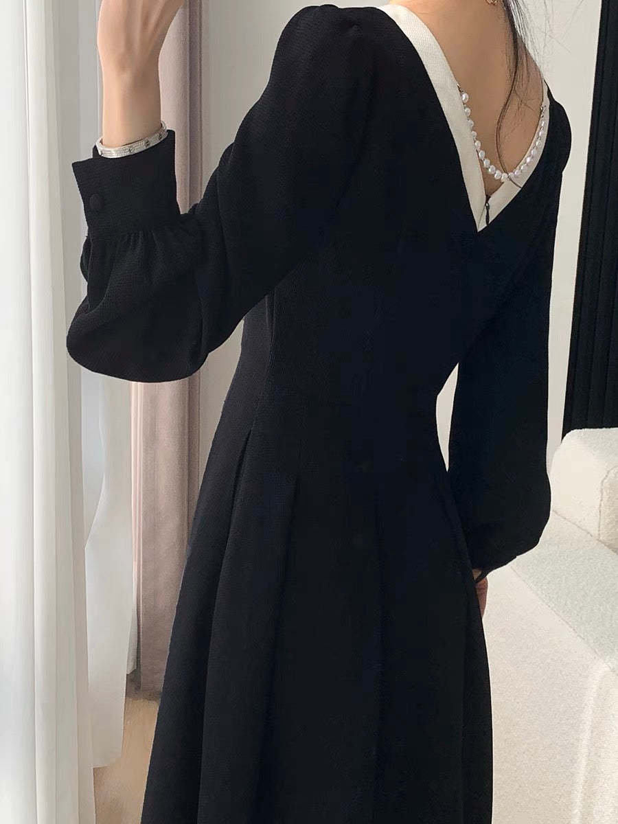 FT GUOGE black dress for women 2023 autumn new style waist slimming te Lee Nhi Boutique FT GUOGE black dress for women 2023 autumn new style waist slimming te Lee Nhi Boutique