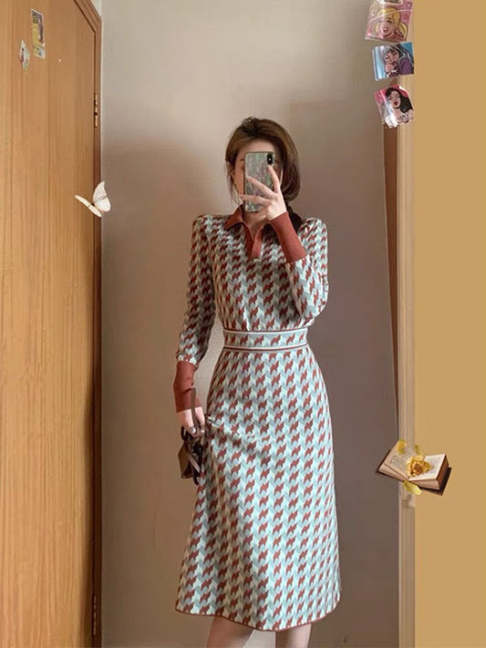 Knitted suit 2023 new spring fashion fashion goddess style high-end slimming skirt two-piece set T3481