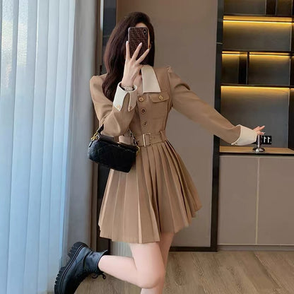 French polo skirt niche design 2023 spring and summer new style small long-sleeved high-end exquisite dress