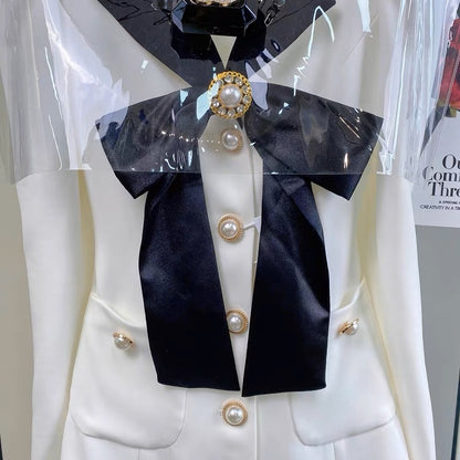 White dress autumn 2023 new women's French high-end sister style suit skirt slimming skirt