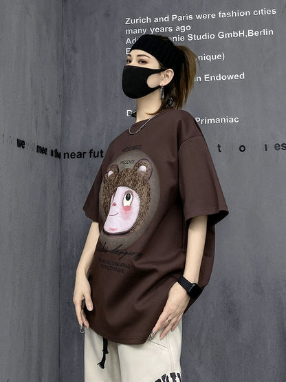 M's fashion brand European summer sports t-shirt women's design niche caring shirt short-sleeved loose round neck half-sleeved top