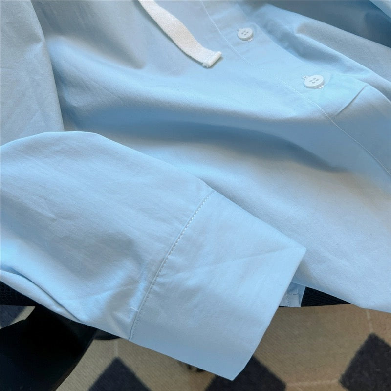 Taro purple shirt for women 2023 autumn design niche mid-length loose casual long-sleeved polo collar top