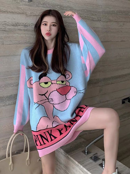 Deconstructed retro sweater women's Japanese style cute and sweet outer coat mid-length loose Korean style autumn and winter T2386