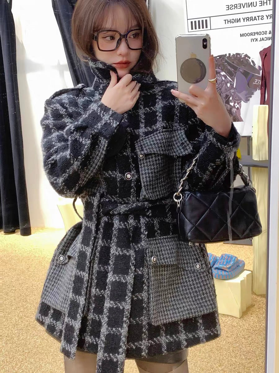 LIN CHAO ZHANG [Jenny Show Small Fragrance Jacket] 71 Sheep Wool High Waist Small Fragrance Wool Jacket (J2220)