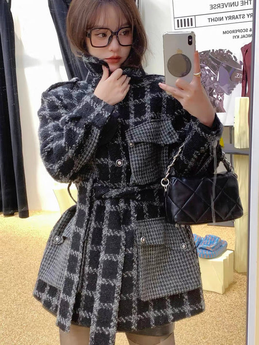 LIN CHAO ZHANG [Jenny Show Small Fragrance Jacket] 71 Sheep Wool High Waist Small Fragrance Wool Jacket (J2220)